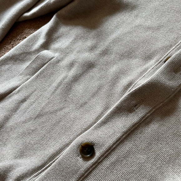 Vintage Banana Republic Knit Style Oatmeal Button Down Sweater with Collar - Picture 3 of 6